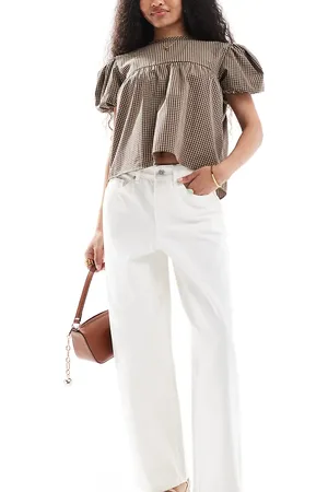 Miss Selfridge Denim baggy jean in ecru