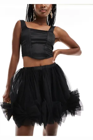 Lace & Beads Bow tulle mini skirt in