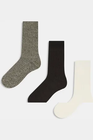 SELECTED 3 pack socks in cream brown white