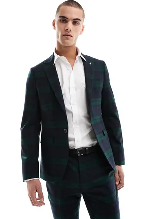 Twisted Tailor Suit jacket in green and navy check - part of a set
