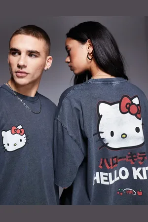 ASOS Unisex oversized t-shirt with Hello Kitty prints in washed
