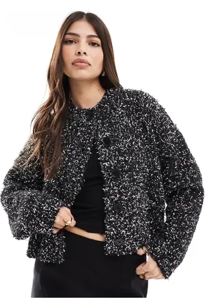 ASOS Crew neck Christmas cardigan with tinsel yarn in