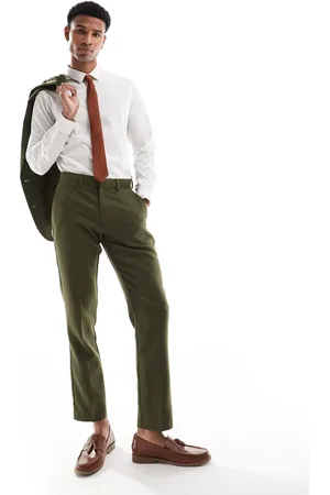 ASOS Slim fit wool mix suit pants in khaki twill