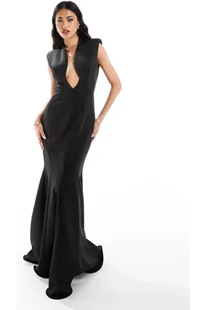 ASOS Scuba moulded plunge fishtail maxi dress in