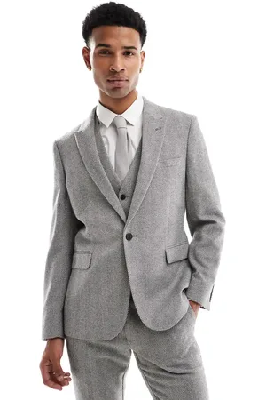 ASOS New skinny wool blend suit jacket in herringbone