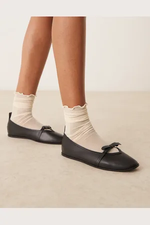 Free People Soft leather bow detail flat ballet flats in