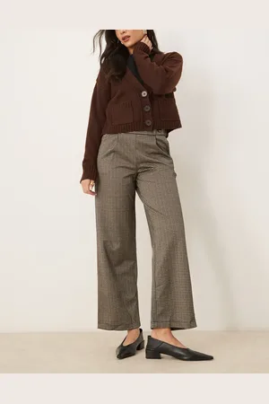 JDY Button detail tailored pants in check
