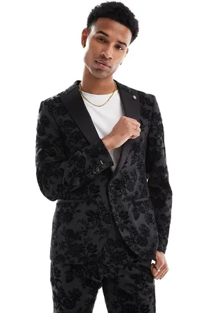 Twisted Tailor Fleet suit jacket in black and charcoal floral - part of a set