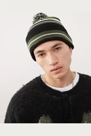 Weekday Skater bobble beanie in khaki & stripe