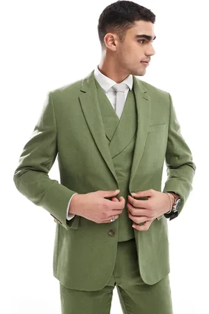 ASOS Slim suit jacket with wool in dark herringbone