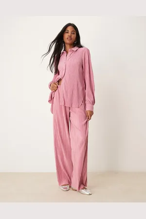 VILA Plisse wide leg pants in dusty - part of a set
