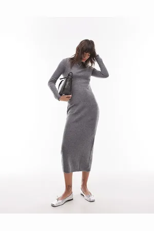 MANGO Boat neck light weight midi dress in