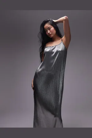 Topshop Spaghetti strap plisse cami maxi dress