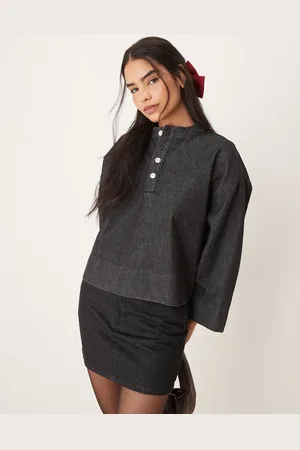 ASOS Denim henley top in washed