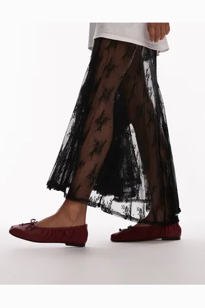 Topshop Claire leather ruched ballet flats in