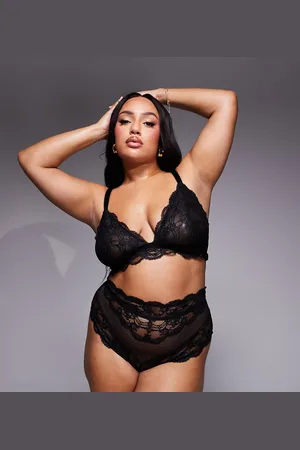 ASOS ASOS DESIGN Curve Lola lace high waist briefs in