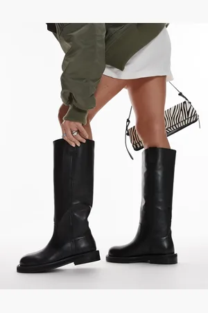 Topshop Rosie leather knee high chunky boots in