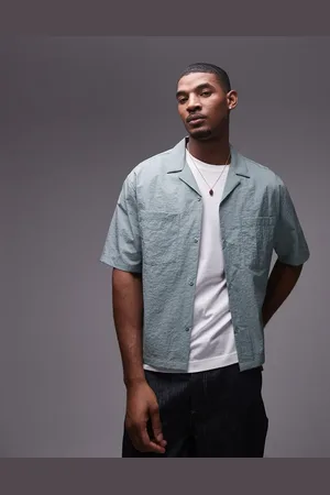 Topman Short sleeve cropped boxy fit technical shirt in