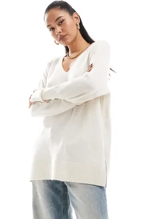 VERO MODA Longline soft sweater in cream