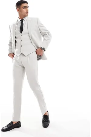 ASOS Slim suit pants with wool in ice gray herringbone