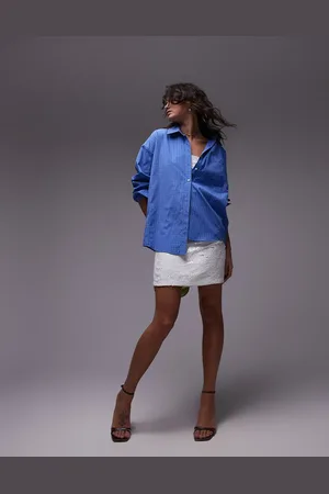 Topshop Micro check oversize shirt in rich