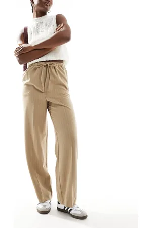 ASOS Tailored pull on pants in taupe stripe