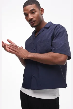 Topman Short sleeve cropped boxy fit technical shirt in