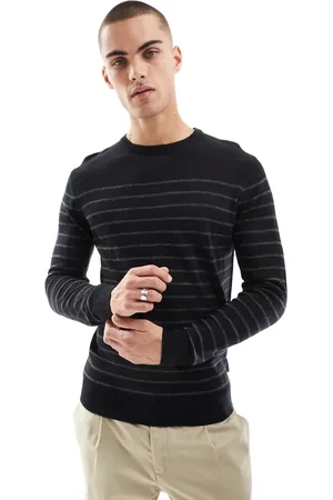 French Connection French Connection crew neck sweater in gray and navy stripe