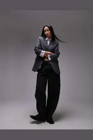 Topshop Tonic high break tailored blazer in charcoal - part of a set
