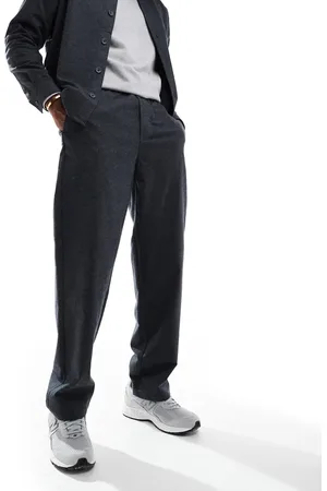 Only & Sons Loose fit flannel pants in charcoal - part of a set