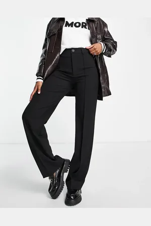 Pull&Bear High rise tailored straight leg pants with front seam in