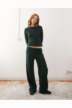 COLLUSION Mid rise wide leg pants in soft touch forest - part of a set