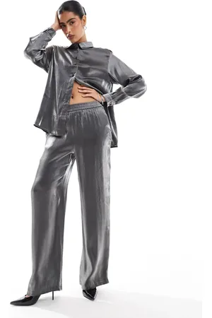 Pieces® Pull on pants in metallic - part of a set