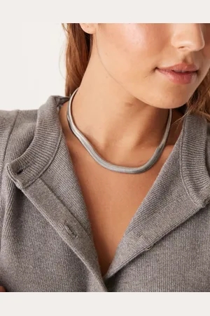 LOST SOULS Stainless steel statement flat snake chain necklace in