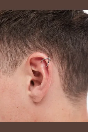 LOST SOULS Crossed ear cuff in stainless steel