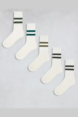 ASOS 5-pack stripe socks in ecru