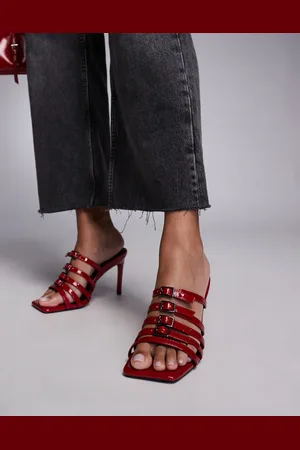 River Island Multi buckle mule heel in