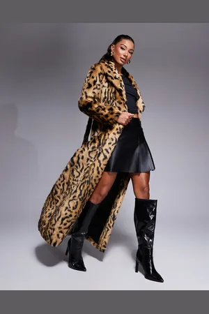 River Island Maxi faux fur coat in leopard print