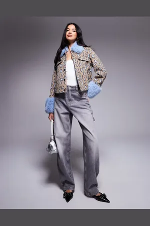River Island Wool jacket with faux fur detail in leopard print