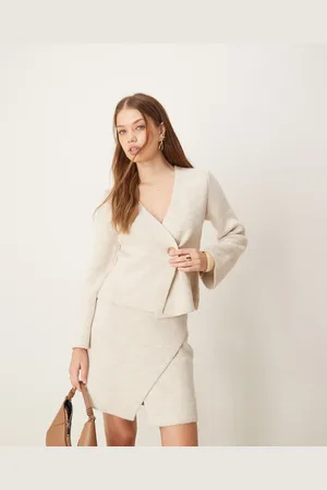 River Island Asymmetric cardigan in beige - part of a set