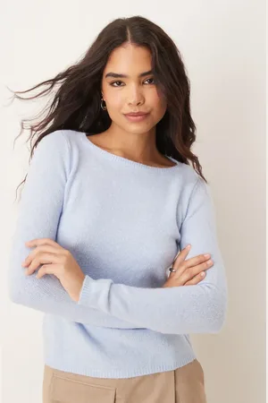MANGO Lightweight wool mix boat neck sweater in