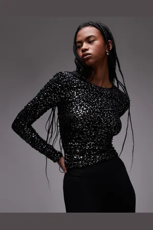 AllSaints Eris long sleeve top in leopard