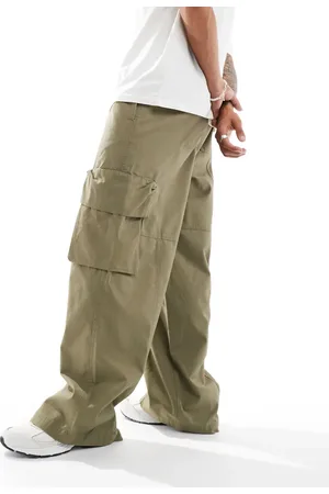 ASOS Super baggy cargo pants with panel details in olive