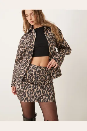ASOS Denim mini skirt in dark leopard