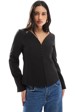 ASOS Tailored collarless fitted blazer in