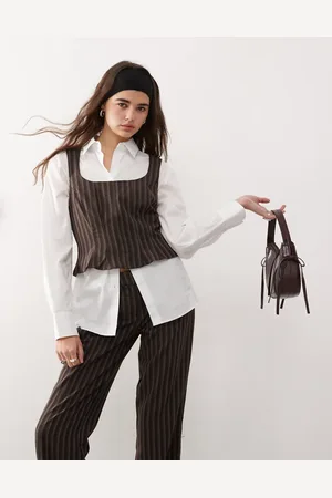 COLLUSION Pinstripe tailored corset top in