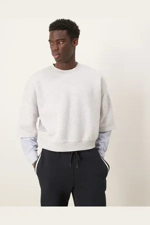 ASOS Oversized dropped shoulder cropped sweatshirt with shirt sleeves in heather