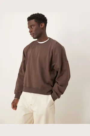 ASOS Overszied dropped shoulder cropped sweatshirt with split hem in brown