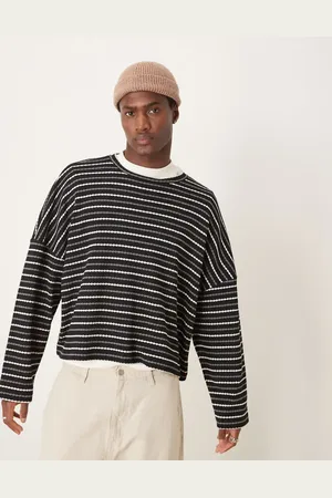 ASOS Super oversized cropped knit effect sweater in stripe