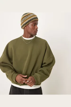 ASOS Extreme oversized cropped sweatshirt in khaki